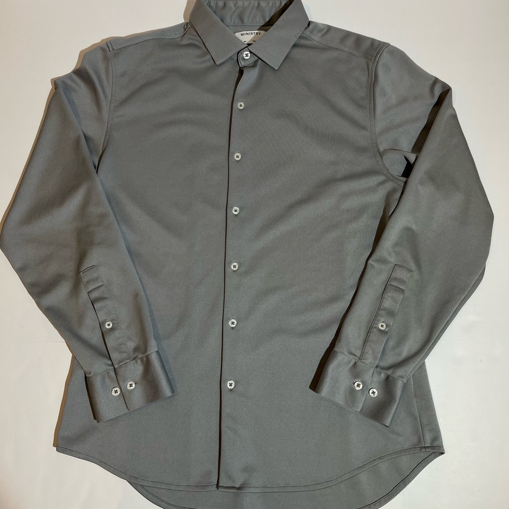 Ministry Of Supply Shirt Men's Large Gray Casual Slim Fit Button Up Preppy - Picture 2 of 9